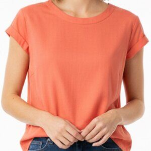 J. Crew Bright Coral Textured Cap-Sleeve Top Women’s XXL